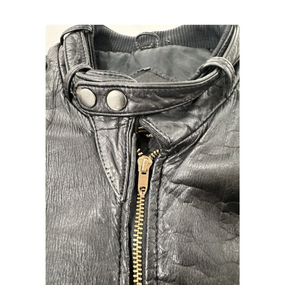 Cooper Collection Bomber Cafe Racer Biker Leather Black Jacket Size Men's 44 - Picture 8 of 16